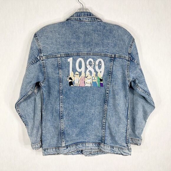 Taylor Swift Inspired Embroidered Jean Jacket 1989 Era Version 10 12 Large 162 - Picture 7 of 11